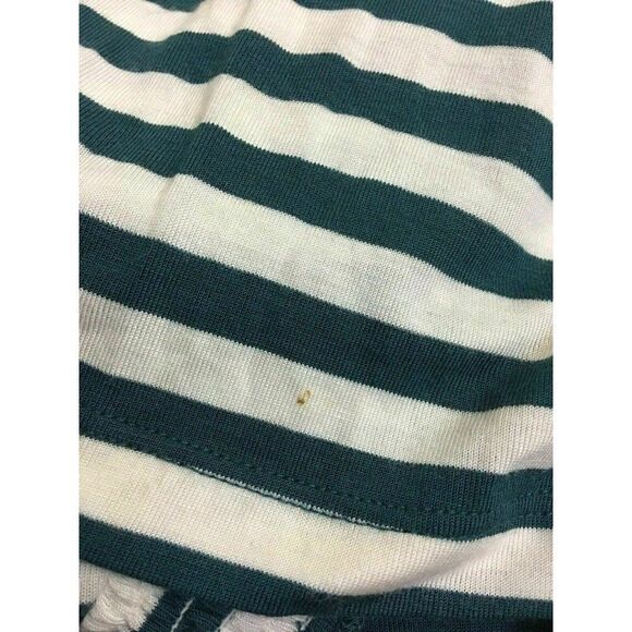 Bcbg maxazria Womens Teal Blue Green White striped Short Sleeve V Neck Top Xxs - Picture 7 of 7